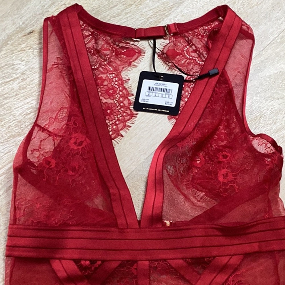 SOLD❤️Honey Birdette Belinda Crimson Bodysuit Size Small NWT - Picture 8 of 8